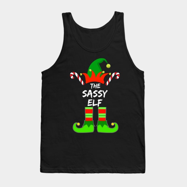 Sassy Elf Matching Family Group Christmas Party Pajama - Gift For Boys, Girls, Dad, Mom, Friend, Christmas Pajama Lovers - Christmas Pajama Lover Funny Tank Top by Famgift